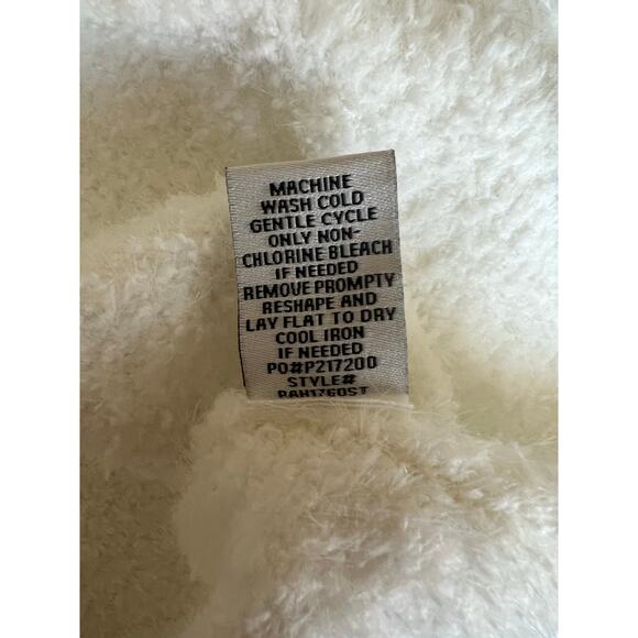 NWT STEVIE by Steve Madden White Fluffy LongSleeve V-Neck Crystal Bow Sweater XL - Picture 8 of 9